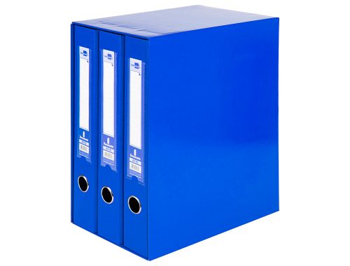 Modulo de 3 pastas de arquivo liderpapel 2 aneis folio lombada 60 mm azul , Liderpapel , 21151 , 8423473211513